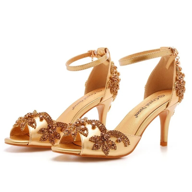 Peep Toe Heels - Modeontwerper Damesschoenen Luxe strass peeptoe sandalen