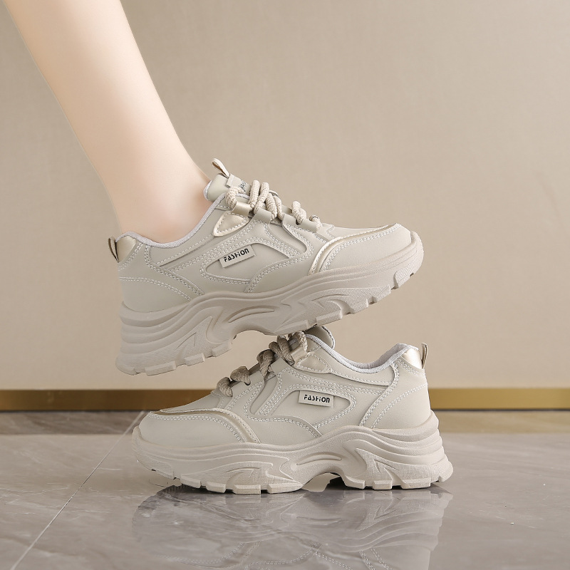 Women'S Shoes Running Sports - Dames lederen lage papa schoenen ademend