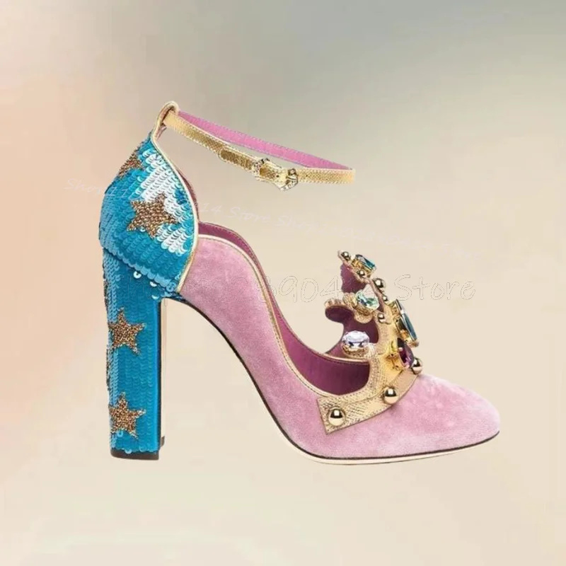 Court Heel Pointed - Hofstijl Kristallen Kroon Ontwerp Puntschoen Pompen