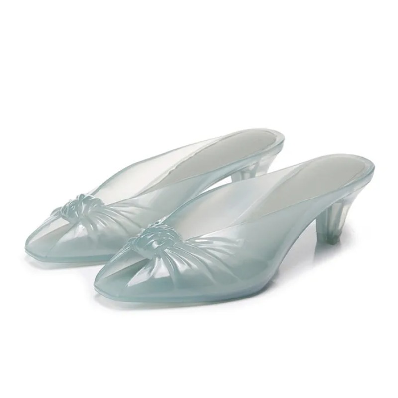 Women'S Shoes Water Resistant - Dames Transparante Jelly Mule Heels Peep
