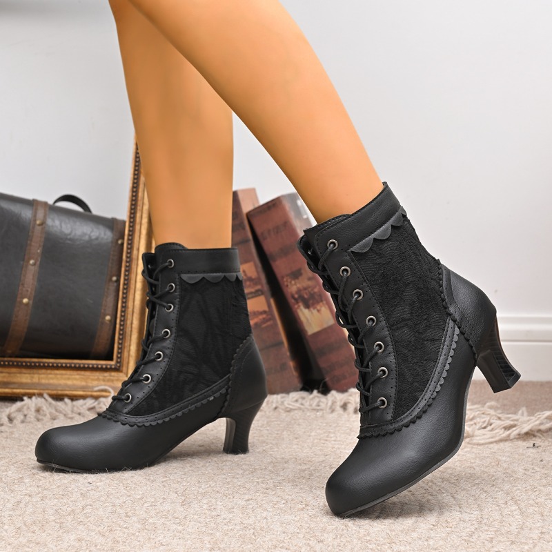 Court Heel Pointed - Vrouwen Gesloten Teen Med Hak Lace