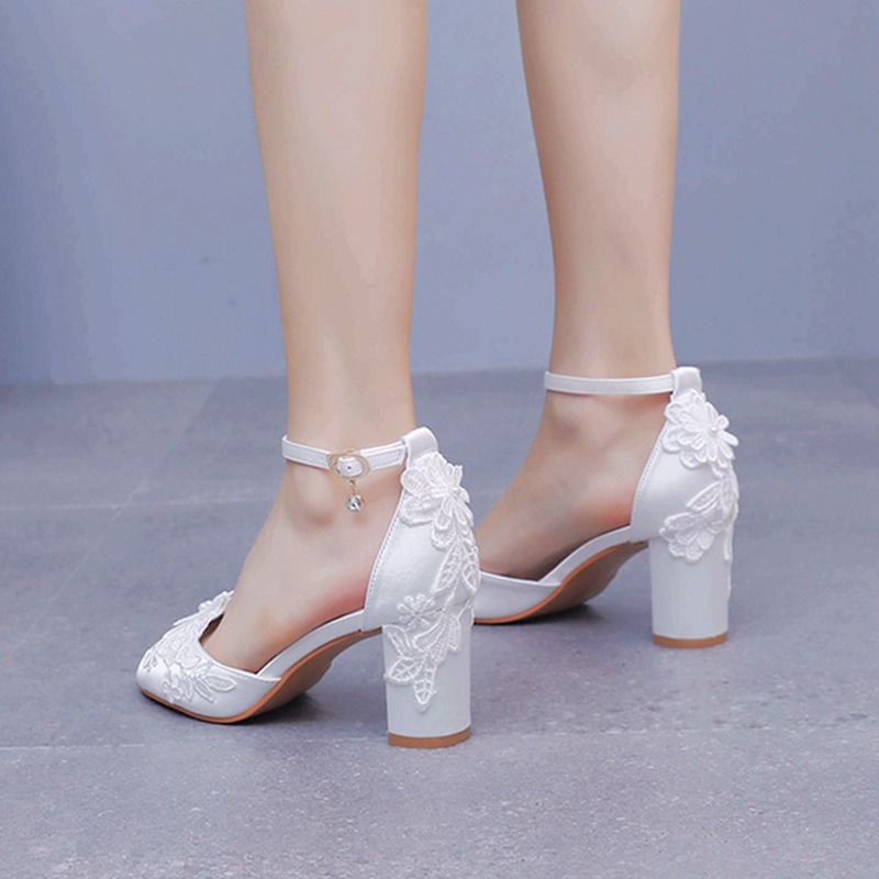 Vrouwen witte zijden hoge hakk - Peep Toe Heels recensie en prijs