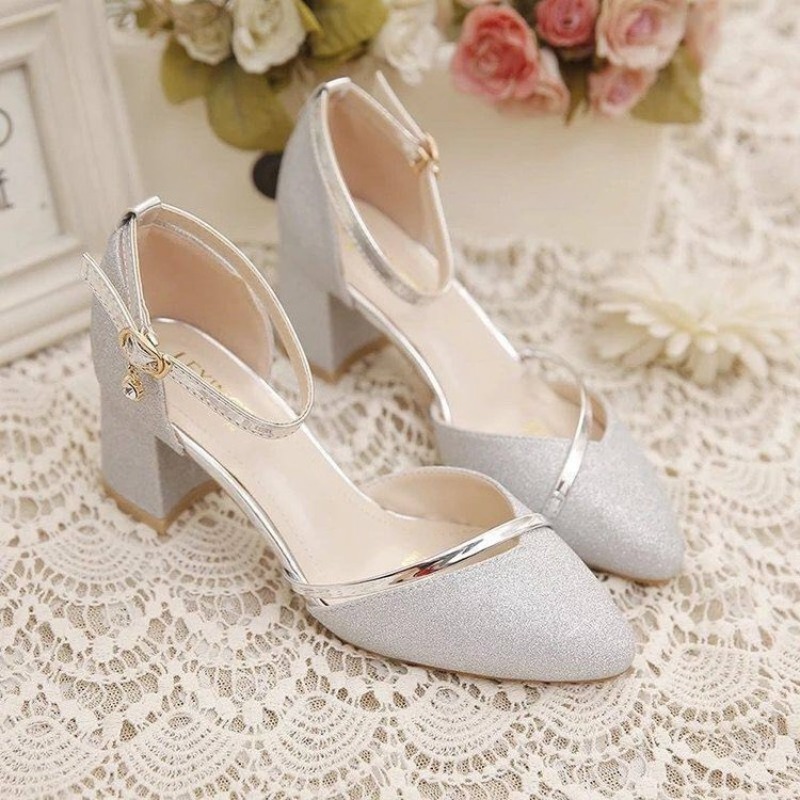 Damespumps met glitter, dikke  - Ankle Strap Heels recensie en prijs