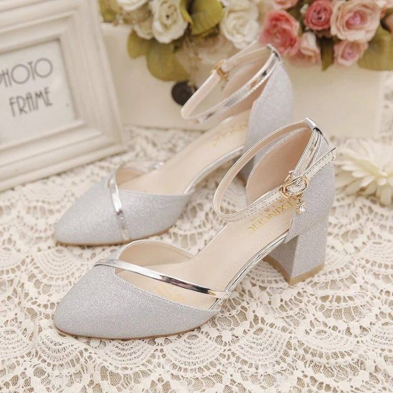 Damespumps met glitter, dikke  - Ankle Strap Heels recensie en prijs