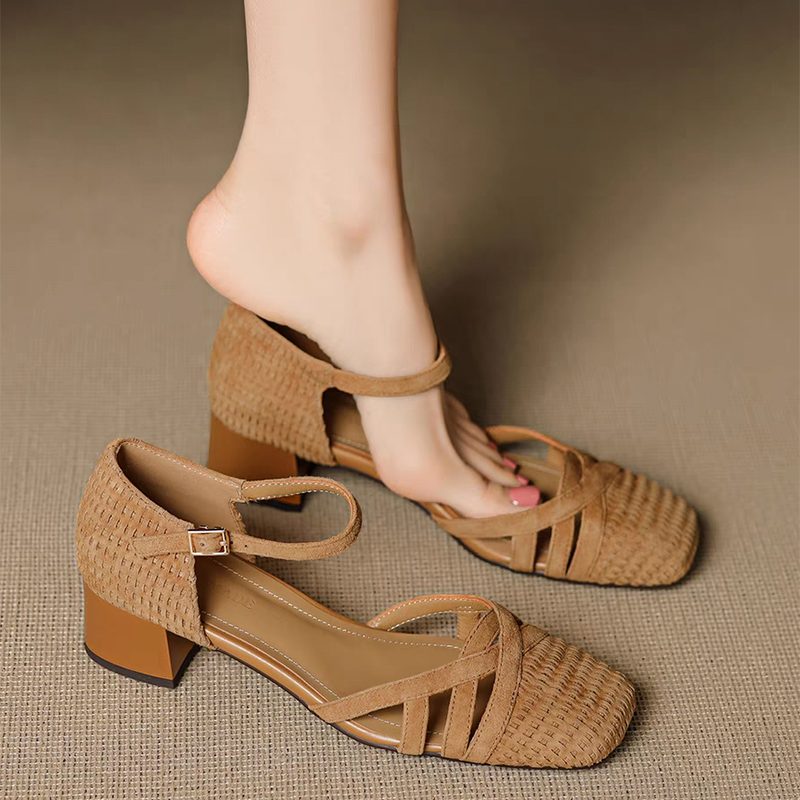 Retro Weave Hoge Hak Sandalen  - Ankle Strap Heels recensie en prijs