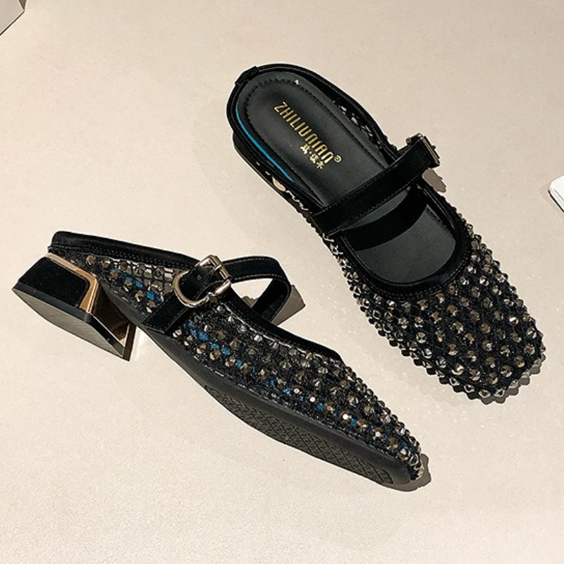 Mesh Strass Dikke Hak Muilezel - Mule Slip On recensie en prijs