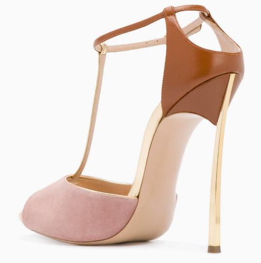 Gouden Zwarte Patchwork T-riem - Peep Toe Heels recensie en prijs